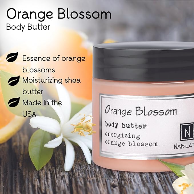 Nabila K Body Butter - Daily Moisturizer for Body Care - Skin Hydrating Deep Moisturizing - Natural Ingredients - Orange Blossom - 2 oz