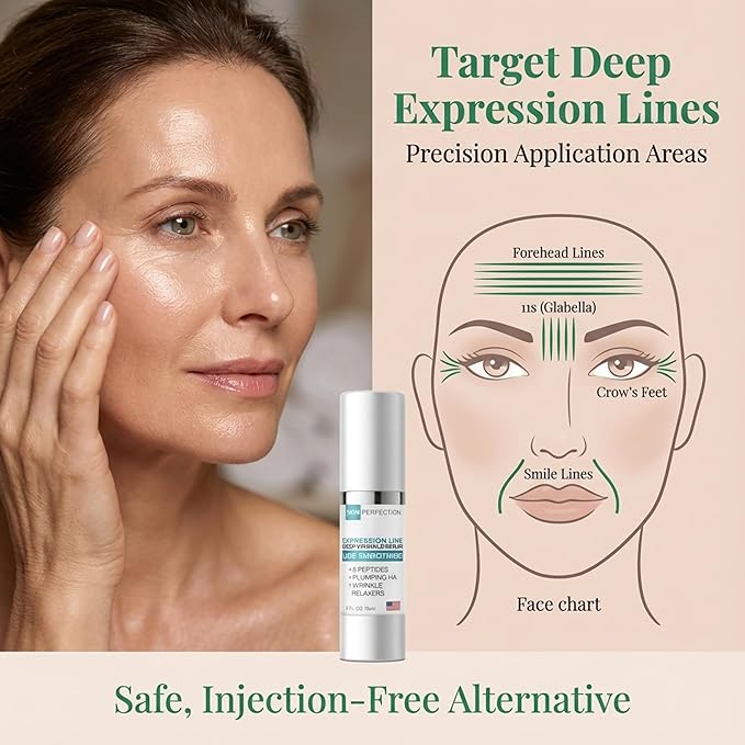 Skin Perfection Multi-Peptide Serum for Face with 8 Clinical-Strength Actives - Reduces Appearance of Expression Lines - Anti-Aging Formula with Matrixyl 3000, Argireline, Snap-8 1 oz