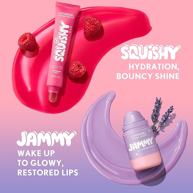 COVERGIRL Clean Fresh Jammy Lip Sleeping Mask, Lavender Scent, with Avocado & Grape Seed Oils, No-Touch Applicator – 10 Whipped Lavender
