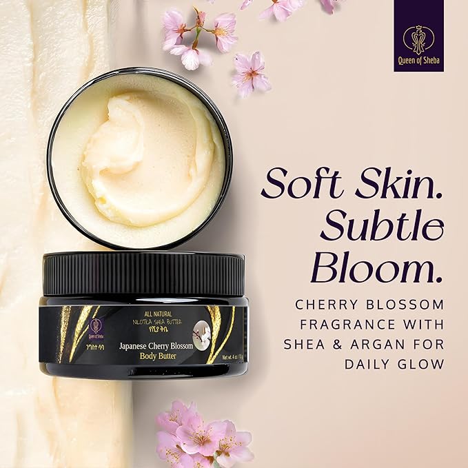 African Shea Butter Raw Organic Shea Butter for Skin 4 Oz Japanese Cherry Blossom – USDA Organic Certified All-Natural Moisturizer for Face, Hair and Body Care, Suitable for All Skin Types