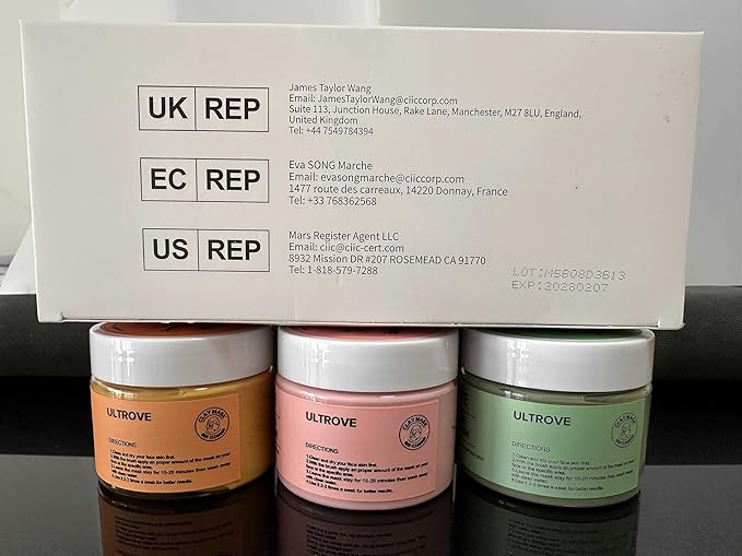 3-in-1 Clay Mask Set for Face | Green Tea, Turmeric Vitamin C & Himalayan Pink Clay | Deep Cleansing, Pore Refining, Moisturizing Facial Mask Kit (3.5oz Each) + Silicone Brush