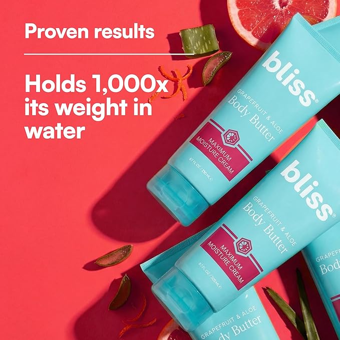 Bliss Body Butter - Grapefruit and Aloe - Maximum Moisture Cream - 6.7 Fl Oz - Body Lotion for Dry Skin - Long-Lasting Moisturizer for Women & Men - Vegan and Cruelty-Free