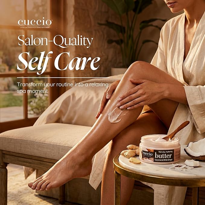 Cuccio Naturale Butter Blends - Ultra-Moisturizing, Renewing, Smoothing Scented Body Cream - Deep Hydration For Dry Skin Repair - Made With Natural Ingredients - Coconut And White Ginger - 8 Oz
