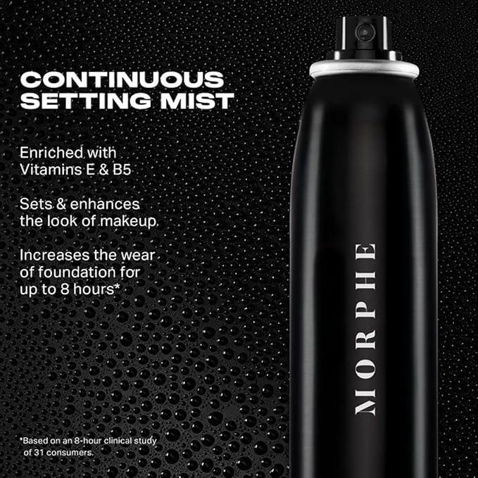 Morphe Continuous Setting Spray for Makeup with a Radiant Finish (2.8 Fl oz) + Morphe Mini Continuous Setting Spray (1.3 oz)