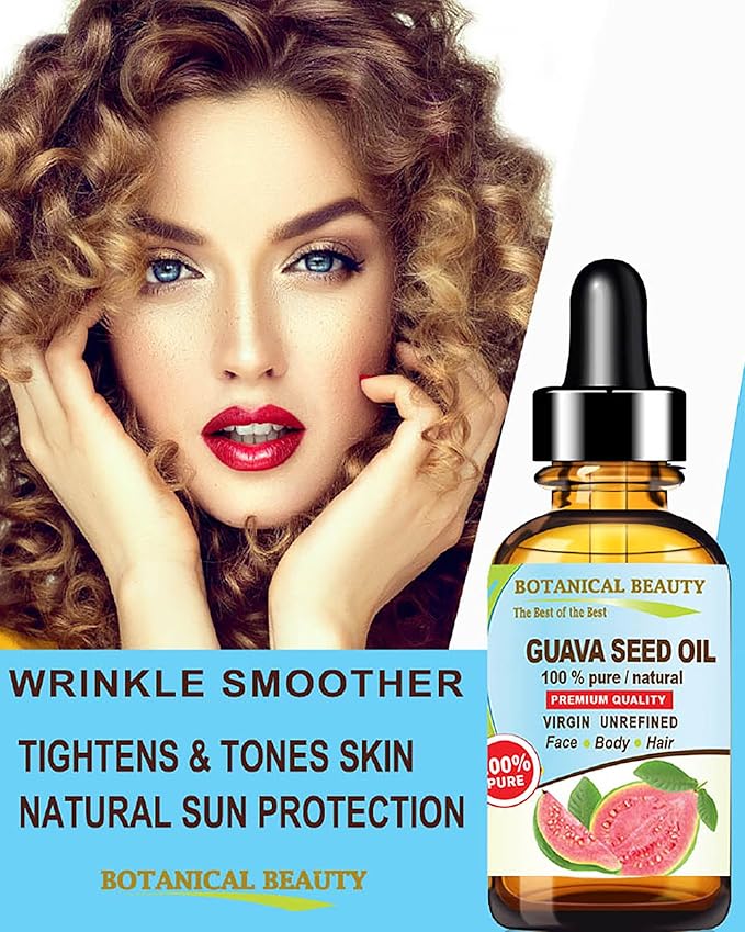 Botanical Beauty GUAVA SEED OIL 100% Pure Natural Virgin Unrefined Cold Pressed for FACE, SKIN, BODY, HAIR, NAILS Anti-Aging Vitamin C (1 Fl Oz 30 ml)