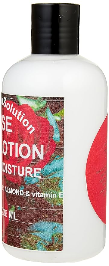 Organic Hair Solution-Body Lotion -Daily Moisturizing- with Soothing Aloe Vera and Vitamin E- Dry Skin, Non-Greasy-Shea Butter, Almond oil- For both Males & Females- Natural Fragrance-Vegan (Rose)