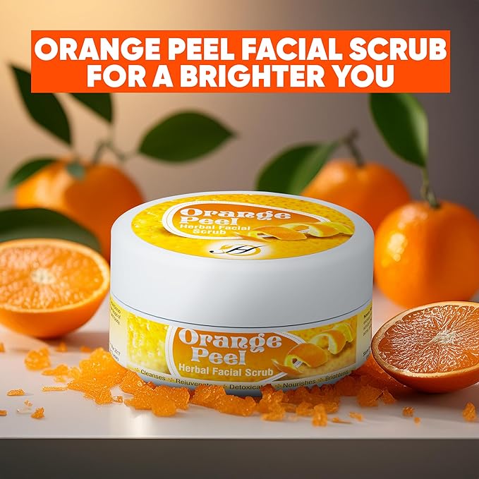Herboganic Orange Peel Herbal Facial Scrub - Natural Citrus Exfoliants for Gentle Skin Cleansing and Rejuvenation - Suitable for All Skin Types | 5.30 oz…