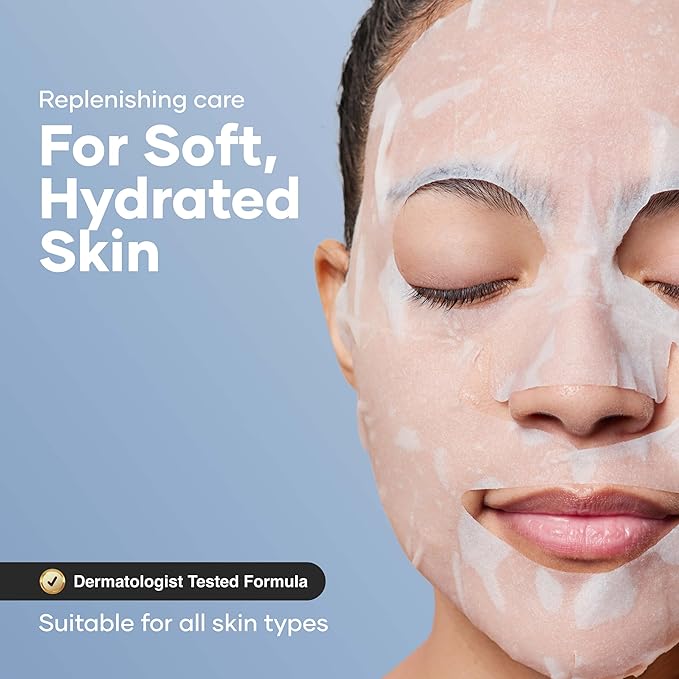 Cureskin Deep Nourish Hydrating Face Sheet Mask with Panthenol, Cica Extract & Oats Bran | Intense Moisture, Glow & Soothing Care | Pack of 3