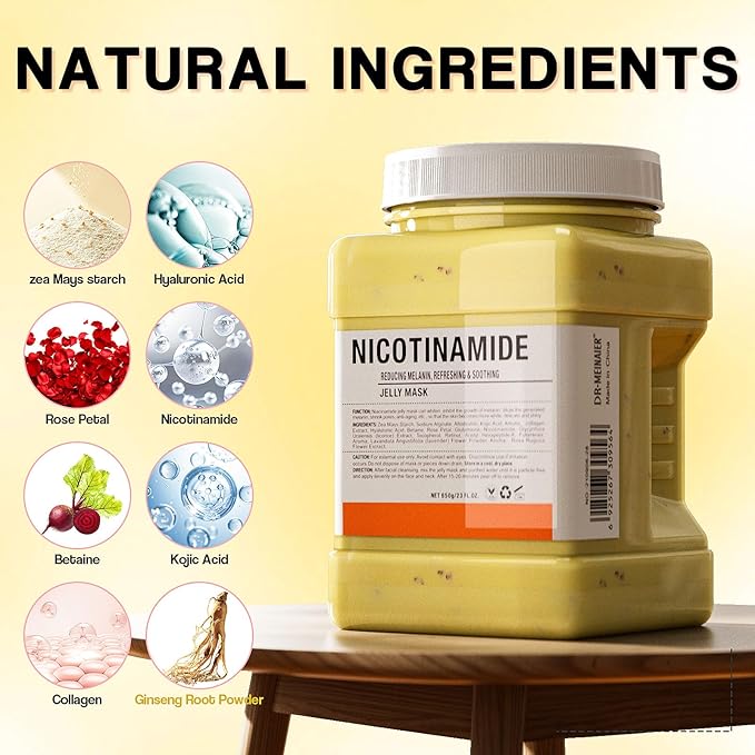 Vajacial Hydro Jelly Mask Powder for Face, Jelly Mask for Facials Professional, Jelly Facial Mask for Teens and Women. Jelly face mask. (Nicotinamide)