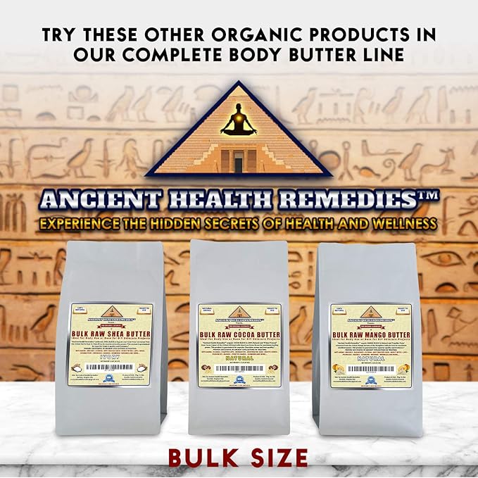 ANCIENT HEALTH REMEDIES Organic Unrefined Raw NATURAL COCOA (CACAO) BUTTER BLOCKS Bulk Size Rich Chocolate Aroma For Lip Balms Stretch Marks DIY Base for Body Butter (2Lb)