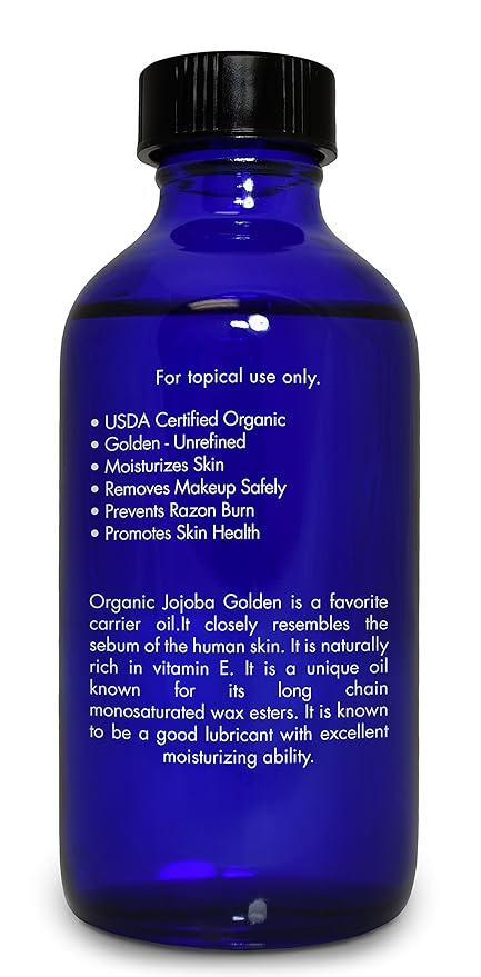 Organic, Jojoba Oil, for Skin, Hair, Face, Nails – 100% Pure, Jojoba Oil, Cold Pressed, Unrefined, by Zongle Therapeutics, 4 OZ