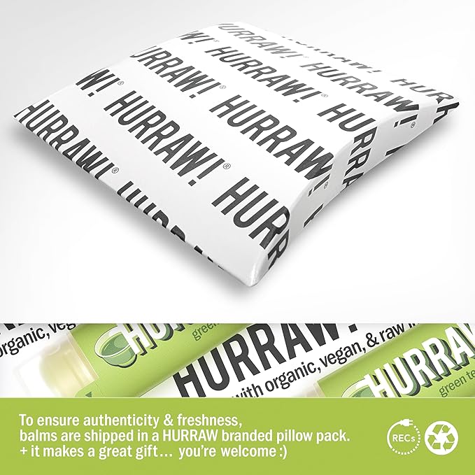 Hurraw! Green Tea Lip Balm, 2 Pack: Organic, Certified Vegan, Cruelty and Gluten Free. Non-GMO, 100% Natural Ingredients. Bee, Shea, Soy and Palm Free. Made in USA