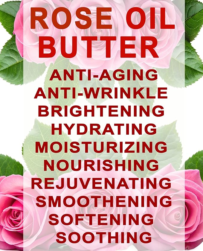 Botanical Beauty ROSE OIL BUTTER 100% Natural Rose Essential Oil in Shea Nut Butter for FACE SKIN BODY HAIR NAILS Beauty Skin Moisturizer Oil Butter Skin Nourishing (4 Fl Oz 120 ml)