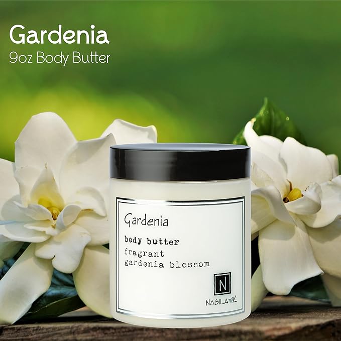Nabila K Body Butter - Daily Moisturizer for Body Care - Skin Hydrating Deep Moisturizing - Natural Ingredients - Gardenia - 9 oz