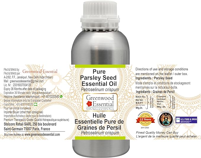 Greenwood Essential Pure Parsley Seed Essential Oil (Petroselinum crispum) Steam Distilled 1250ml (42.2 oz)