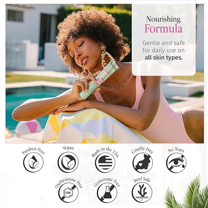 PoolBar SPF 50 Hydrating Mineral Body Sunscreen Cream for Women and Men Skin Care - Coconut Vanilla Scent Sun Care, Vegan and Water Resistant, Broad Spectrum Sunscreen, 130 ml (4.3 Fl. Oz)