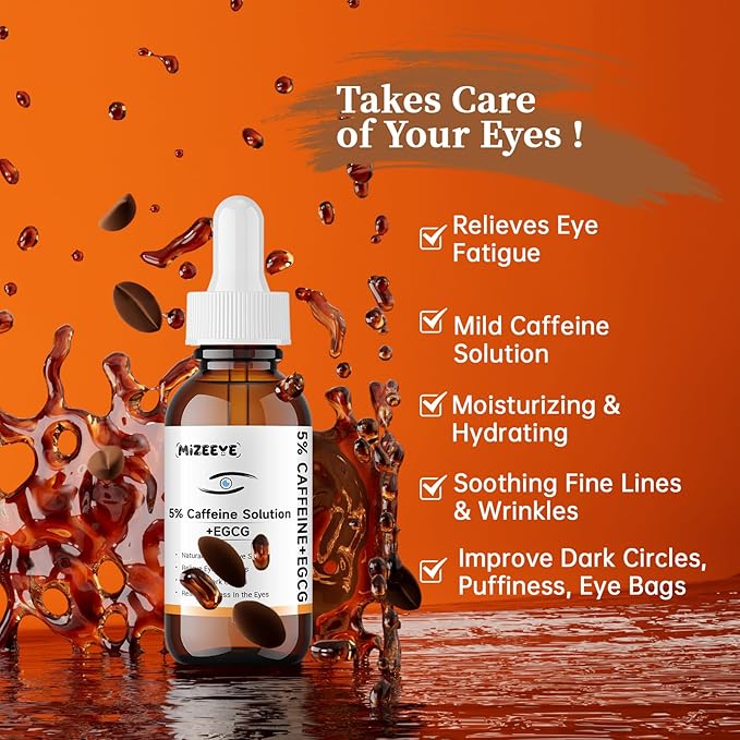 Caffeine Solution 5% + EGCG For Face, 30ML Moisturizing Caffeine Eye Serum For Dark Circles & Puffiness, Under Eye Solution For Fine Lines.
