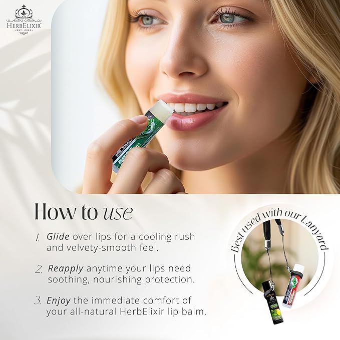 Organic Lip Balm Chapstick Bulk 3 Pack – Eucalyptus Mint – Natural Beeswax Lip Balm – Moisturizer for Very Dry, Chapped Lips