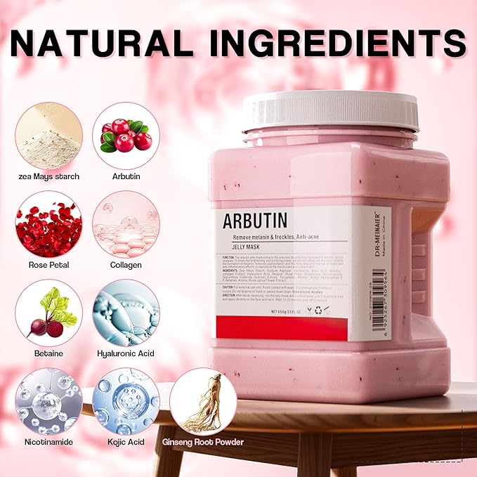 Vajacial Hydro Jelly Mask Powder for Face, Jelly Mask for Facials Professional, Jelly Facial Mask for Teens and Women. Jelly face mask. (Arbutin)