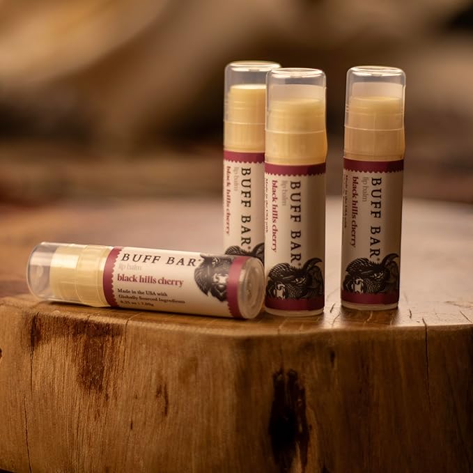 BUFF BAR Pure Bison Tallow Lip Balm, Variety Pack, (4 pack) - Our 4 Signature Lip Balms, Moisturizing, Non-Habit Forming