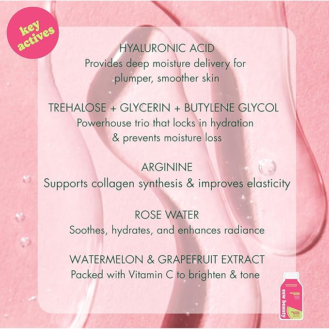 ESW Beauty The Pink Dream - Moisturizing Raw Juice Face Mask - Hydrating with Watermelon, Rose Water & Grapefruit for Dry, Sensitive Skin - Vitamins C & E for Radiance