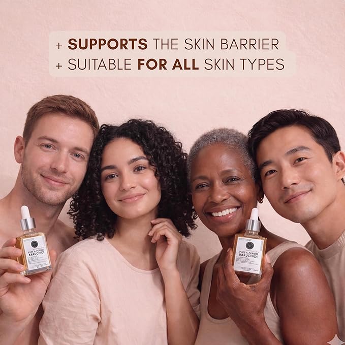 Organic Oil-Based Bakuchiol Serum For Face | 1oz Natural Retinol Alternative for Glowing Skin | Brightening Serum For Face | 99% Pure Bakuchiol Oil with Jojoba & Sea Buckthorn | Made In USA
