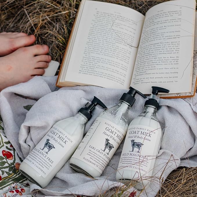 Goat Milk Body Lotion for Dry Sensitive Skin – Fragrance Free Natural Moisturizer for Face, Hands & Body – Handmade, Fast-Absorbing, Lightweight, Non-Greasy – 16oz