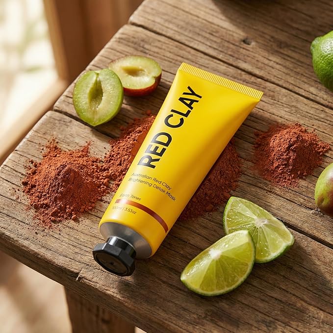 Australian Red Clay Face Mask, Mineral-Rich Detox Mud Mask with Kakadu Plum & Native Lime Extracts, Helps Support Smoother, Radiant-Looking Skin, Gentle Clay Mask for All Skin Types, 3.52 oz / 100 mL