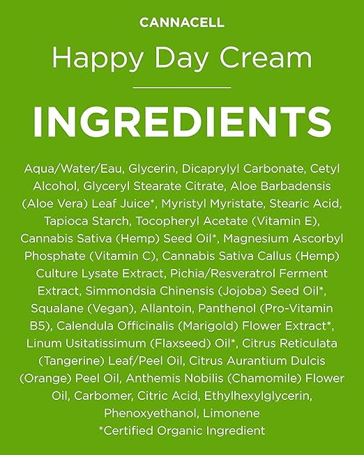 Andalou Naturals Cannacell Happy Day Cream - Hydrating Face Moisturizer with Nourishing Stem Cells - Rich in Vitamins, Plant-Based Proteins, & Omegas for Glowing Skin - 1.7 Fl Oz