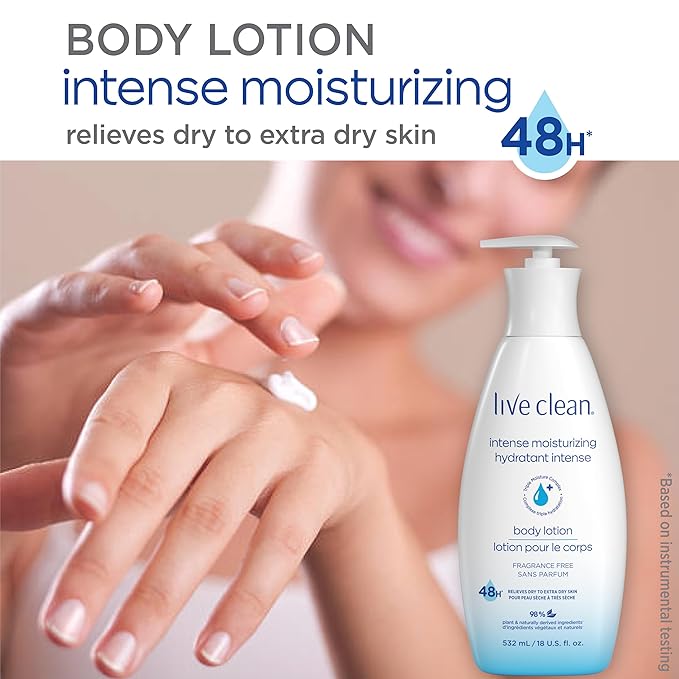 Live Clean Intense Moisture Fragrance Free Body Lotion, 18 Fl Oz