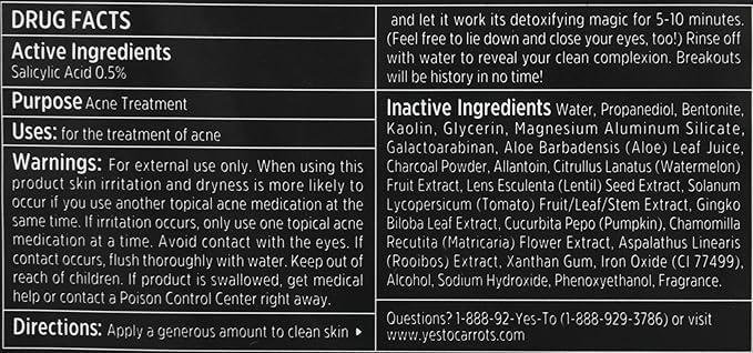 Yes To Tomatoes Detoxifying Mud Mask, Purifying & Conditioning Mask That Prevents New Acne From Forming & Removes Impurities, With Charcoal & Salicylic Acid, Natural, Vegan & Cruelty Free, 1-Pack
