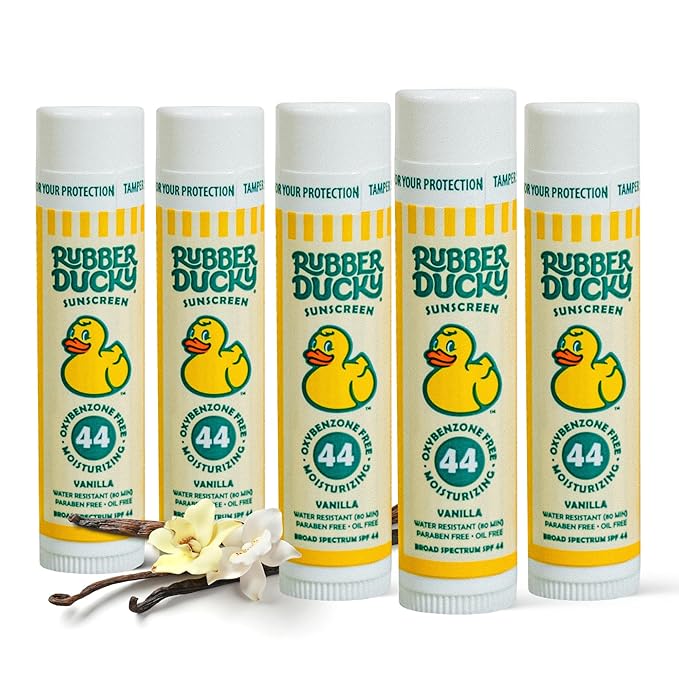 Rubber Ducky | Lip Balm with SPF 44, Water Resistant Sunscreen Lip Balm | Vegan, Untinted, Vanilla Flavor, with Vitamin E | All Season - Broad Spectrum Sunscreen for Lips