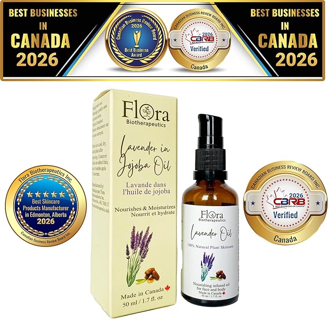 FLORA Organic Lavender infused in JOJOBA Oil. Relaxing. Calming. Regenerative. 1.7 fl oz. Made in Canada