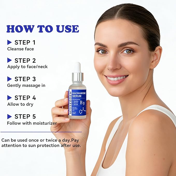 Niacinamide Serum for Face with Zinc & Hyaluronic Acid,Smoothes Wrinkles,Improves Elasticity,Firms Skin 1 Oz for Face Care, Daily Use