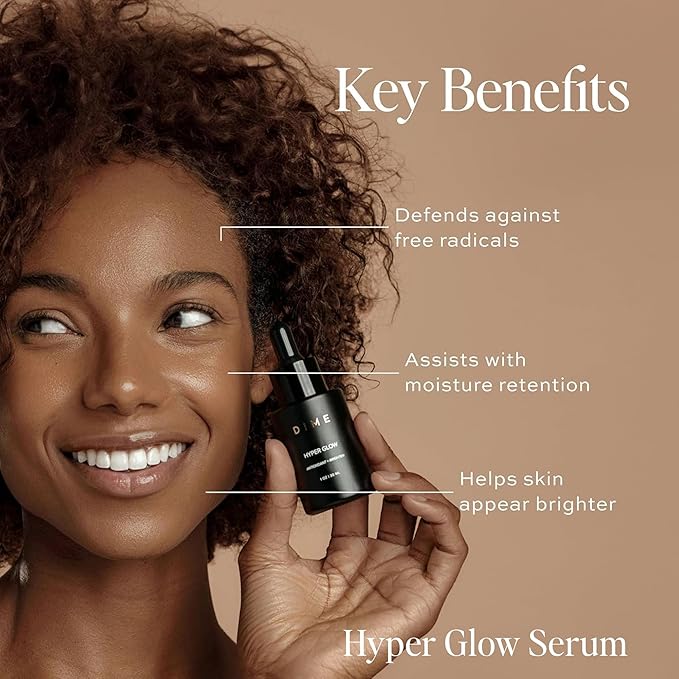 DIME Beauty Serum Set - Hyaluronic Acid and Vitamin C Face Serum Duo for Dark Spots, Brightening and Hydrating, Anti-Aging Firming Skincare Set, Vegan, Cruelty-Free, 1 oz / 30 ml Each