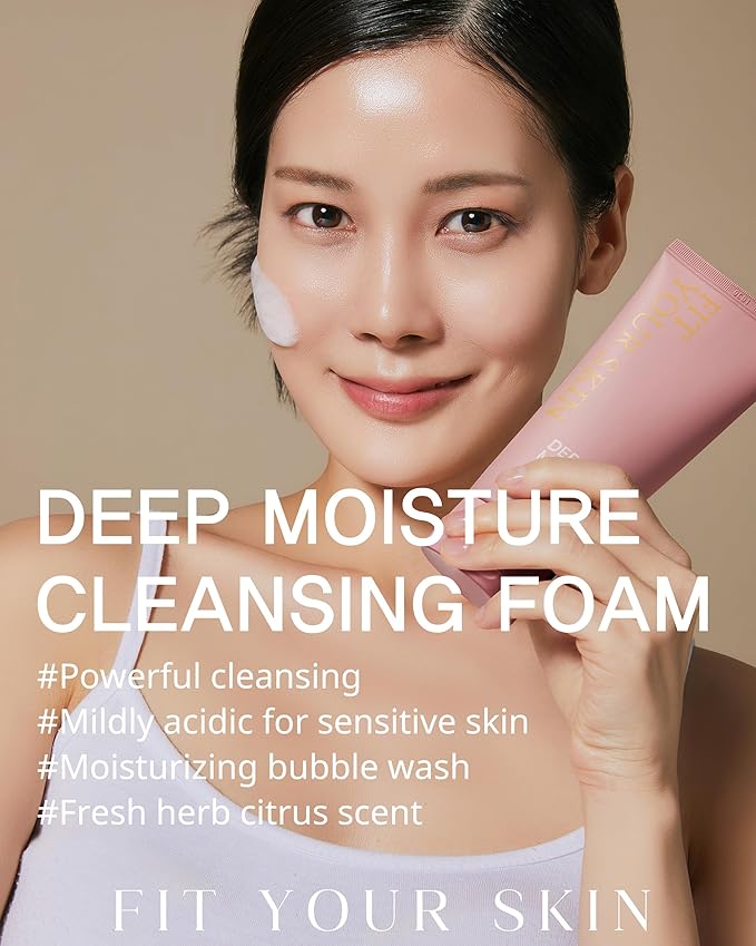 Deep Moisture Cleansing Foam - Hydrating Antioxidant Face Wash with Avocado Peptides - Creamy Dense Bubble Form - Skin Irritation Free - Fresh Herb Citrus Scent, 4.05 fl.oz.