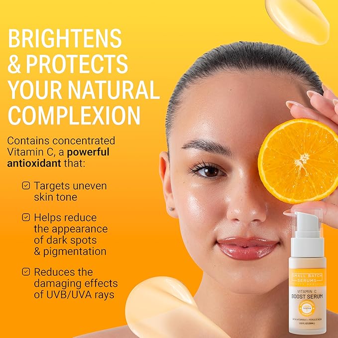 Vitamin C Brightening Face Serum - Enhanced Vitamin C Skin Formula with Hyaluronic Acid, Ferulic Acid & Vitamin E for Anti-Aging & Anti Wrinkle Glowing Face Serum for Women - Made in California, USA