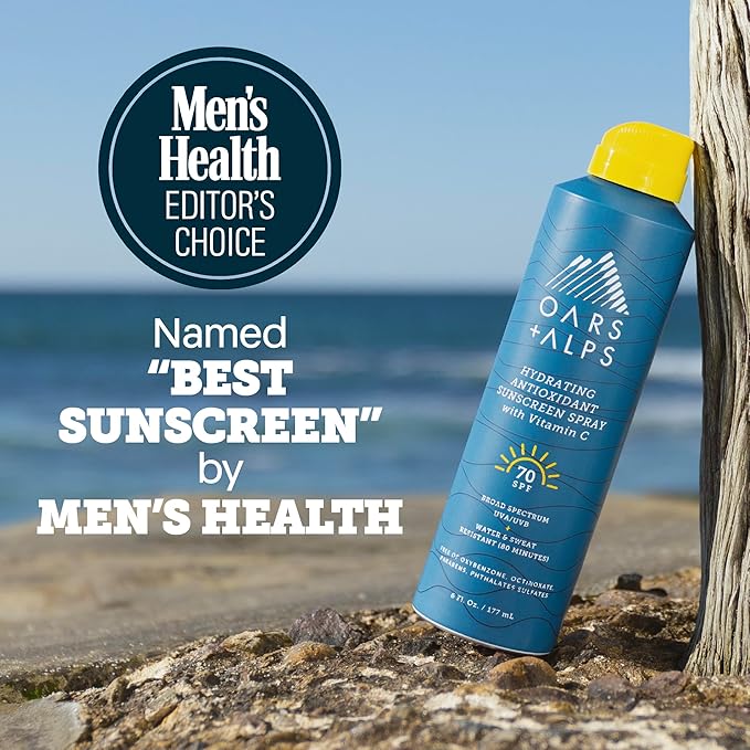 Oars + Alps SPF 70 Face & Body Broad Spectrum Sunscreen Spray | Fast-Absorbing, Lightweight, Non-Greasy, Hawaii Reef Act 104 Compliant, Water-Resistant, Octinoxate + Oxybenzone Free, 6 Oz, 1 Pack