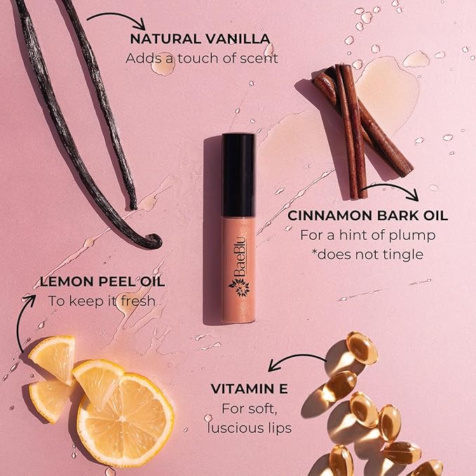 BaeBlu Organic Vegan Lip Gloss, 100% Natural Non-Toxic Moisturizing Ingredients, Sunflower