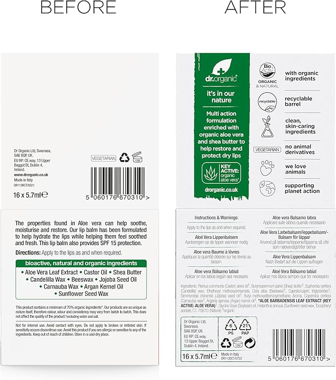Organic Doctor Organic Aloe Vera Lip Balm, 5.7 ml