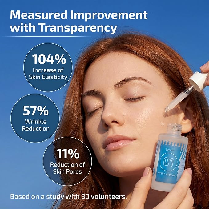 EiE 01 Klotho Peptides Serum for Face Hydrating Peptide Face Serum for Women Anti Aging Improves Wrinkles Elasticity Facial Peptide Serums with Hyaluronic Acid and Retinol Made in Sweden 1 fl. Oz
