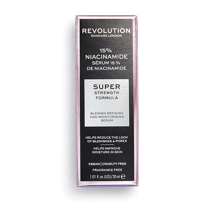 Revolution Skincare 15% Niacinamide Blemish & Pore Refining Serum, Targets Blemishes and Large Pores, Vegan & Cruelty Free, 1.01fl.oz/30ml