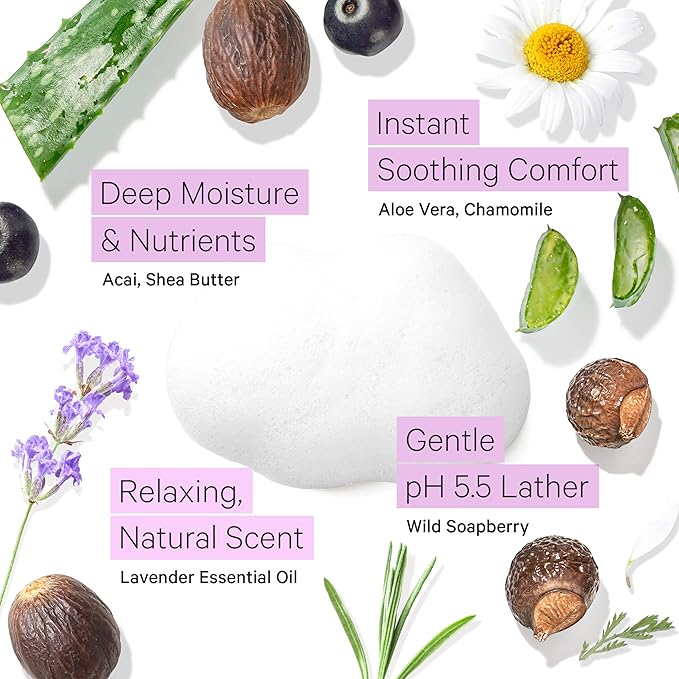 Tree To Tub Sensitive Skin Face Wash for Dry Skin - Moisturizing Gentle Face Cleanser for Women & Men, Hydrating Foaming Facial Cleanser, Daily Face Soap w/Organic Aloe Vera, All Natural Lavender Oil