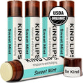Kind Lips Sweet Mint Organic Lip Balm – Cooling Peppermint Lip Care, Natural Beeswax Moisturizing Lip Balm for Dry, Chapped Lips (Pack of 5)