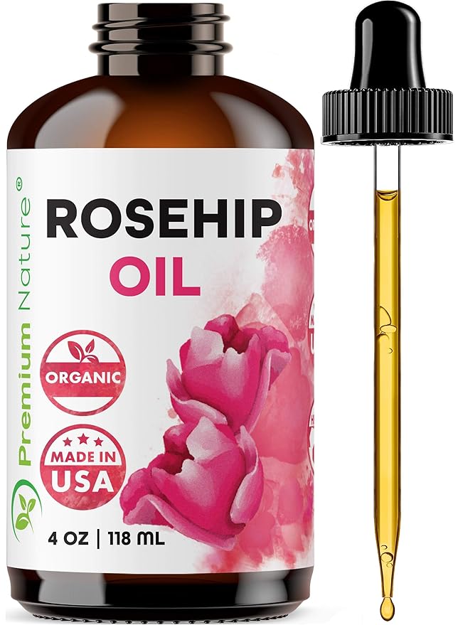 Premium Nature Rosehip Oil For Face for Women, Rosehip Seed Pure Cold Pressed Unrefined For Hair and Nails Skin Care Moisturizer, Rose Hips Face Oils and Serums 4 oz