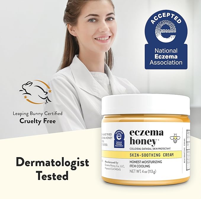 ECZEMA HONEY Original Skin-Soothing Cream - Organic Hand & Body Eczema Relief - Natural Honey Lotion for Dry, Itchy, & Irritable Skin (4 Oz) (Pack of 2)