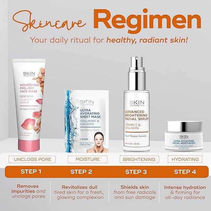 Skin Aesthetics Vitamin C Serum For Face - Dermatologist Tested - with Collagen For Dark Spots, Skin Brightening, Anti-Aging & Acne + Fine Lines & Wrinkles - Vegan, Clean Beauty Korean Skin care