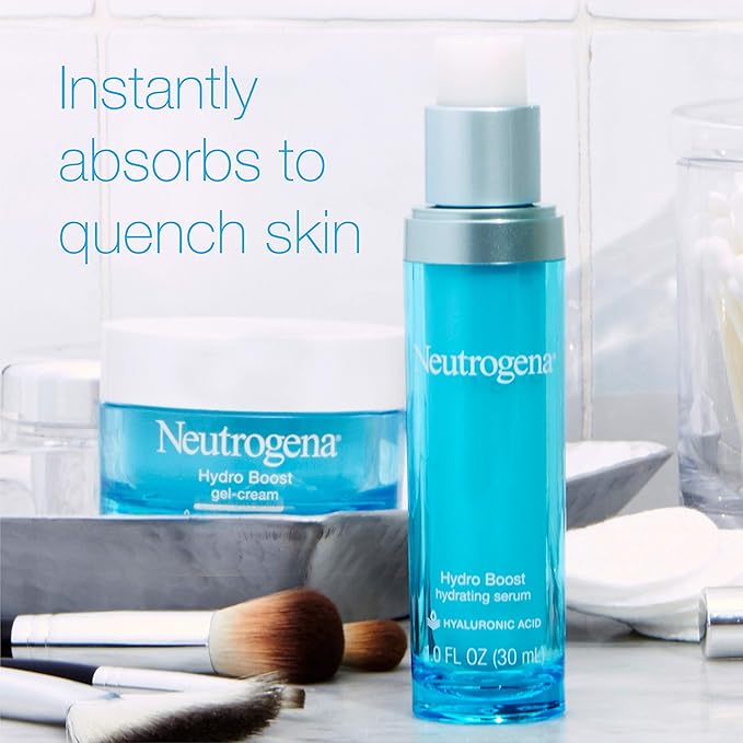 Neutrogena Hydro Boost Hydrating Hyaluronic Acid Serum, Oil-Free and Non-Comedogenic Face Serum Formula for Glowing Complexion, Oil-Free & Non-Comedogenic, 1 fl. oz (Pack of 2)