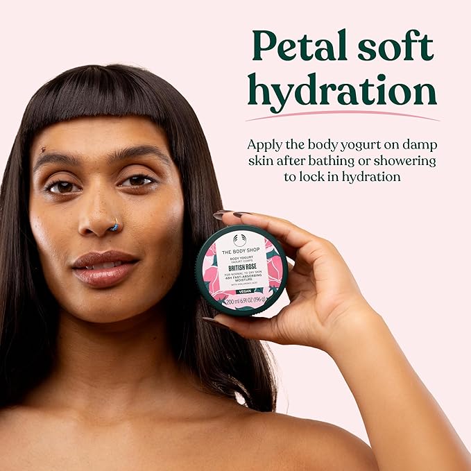 The Body Shop British Rose Body Yogurt, 48hr Moisturizer, 100% Vegan, 6.91 Fl.Oz