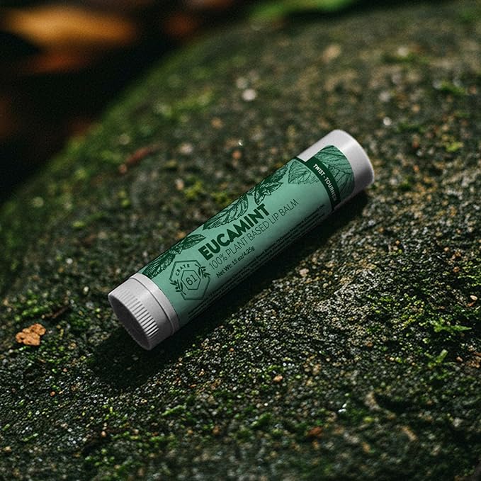 Crate 61 Lip Balm Eucamint – Plastic-Free Plant Pod® Tube – Made with USDA Organic Ingredients – Cooling Peppermint & Eucalyptus – Natural Lip Care for Dry, Chapped Lips – Safe for Men, Women & Kids